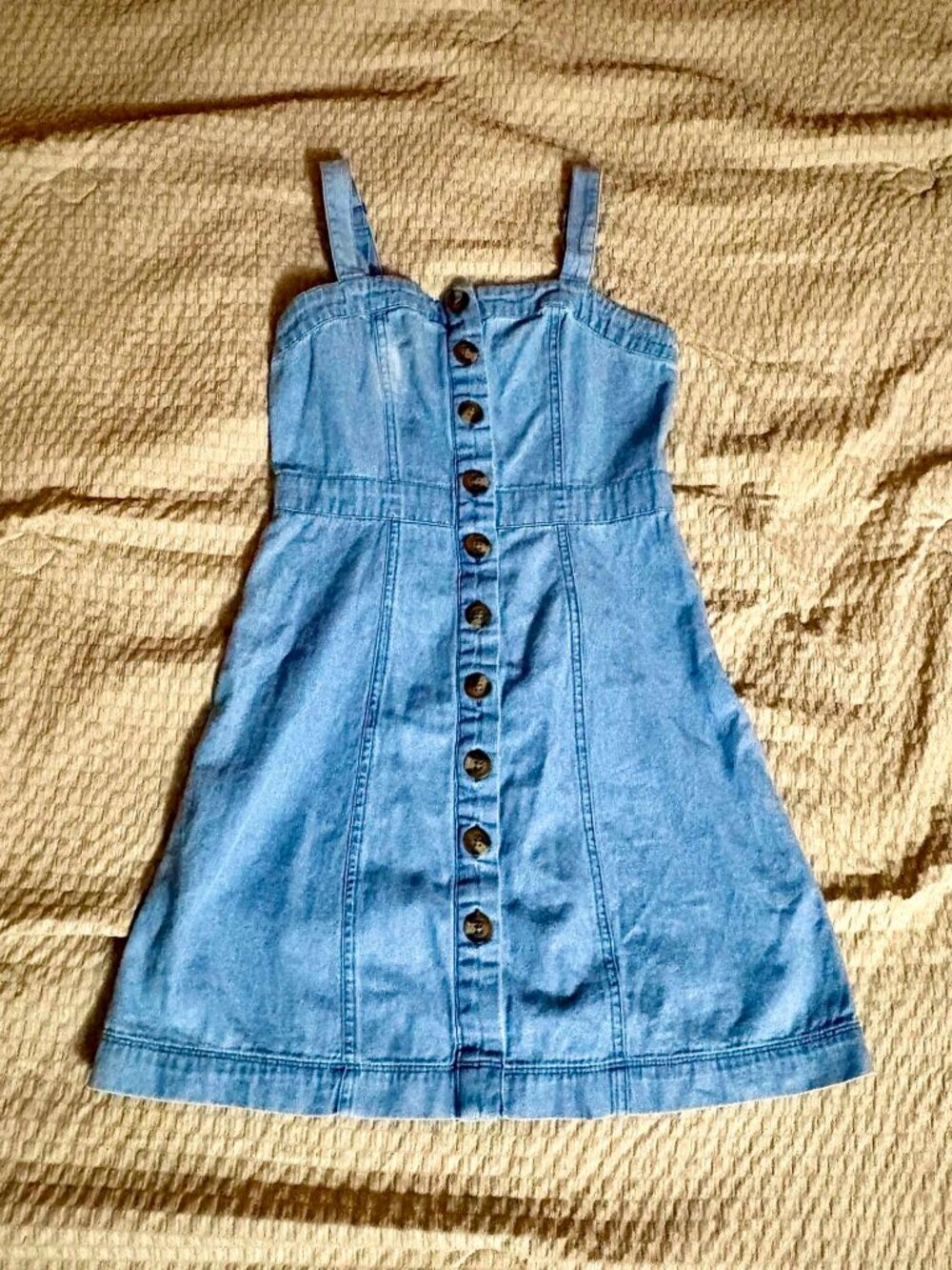 American Eagle Denim Mini Dress XS Button-Front A-Line Cute Casual Style